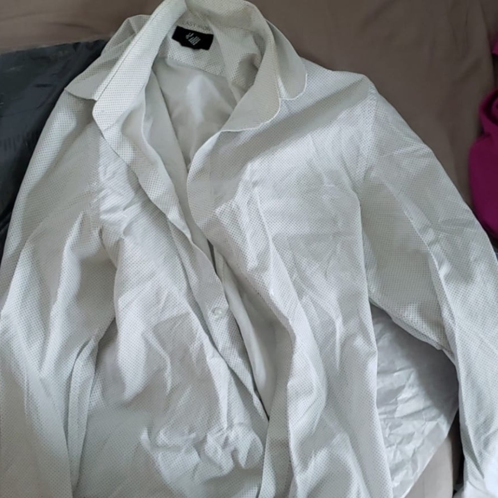 H&M slim fit speckled dot white dress shirt